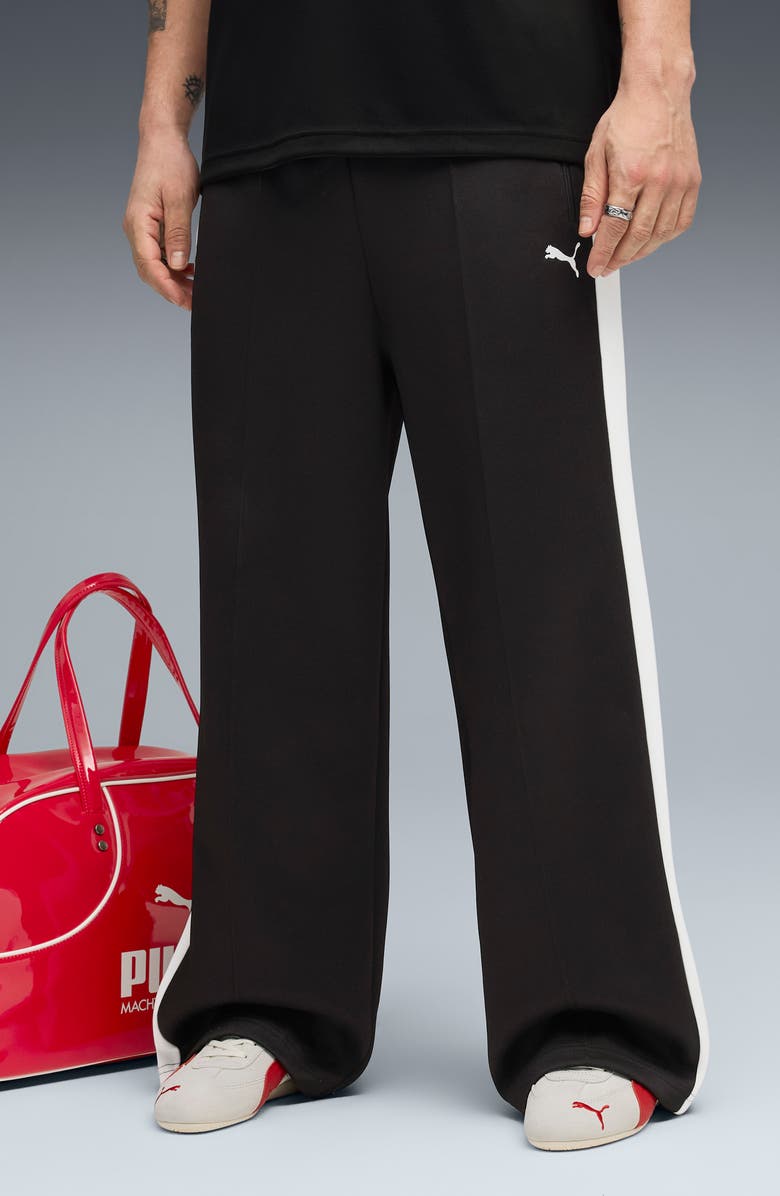 PUMA T7 Wide Leg Track Pants, Main, color, Puma Black