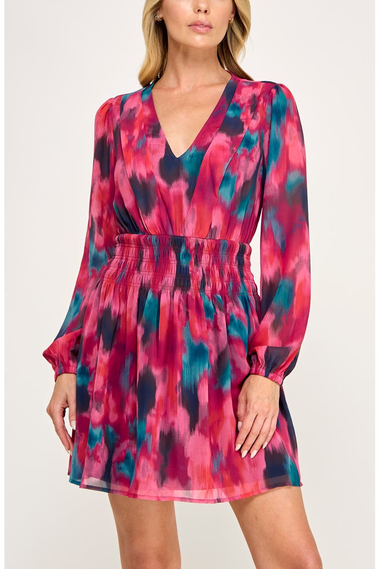 Smocked Waist Minidress, Alternate, color, MAGENTA BLUR