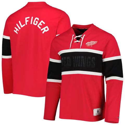 Men's Tommy Hilfiger Red Detroit Red Wings Walter Lace-Up Long Sleeve Top
