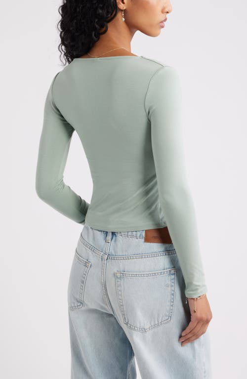 Bp. Long Sleeve Square Neck T-shirt In Green