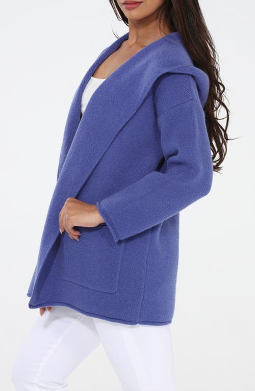 Rain And Rose Hooded Coatigan In Blue