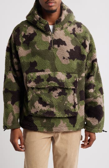 VANS VANS OVERSIZE CAMO HOODED FLEECE QUARTER ZIP PULLOVER