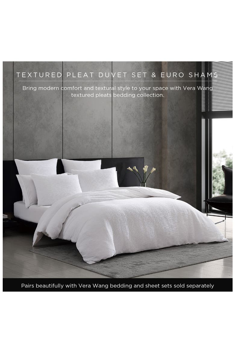Solid Textured Pleat Duvet Cover & Sham Set, Alternate, color, WHITE