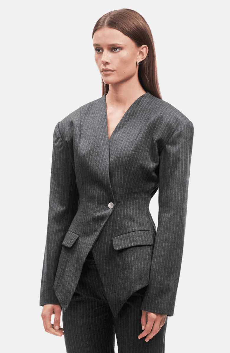OW Collection LANI Blazer, Alternate, color, Grey Pinstripe