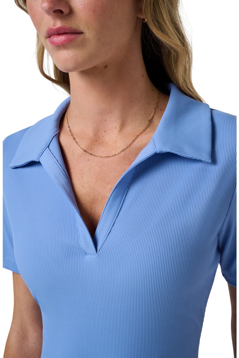Moveknit Rib V-Neck Polo, Alternate, color, CORNFLOWER BLUE