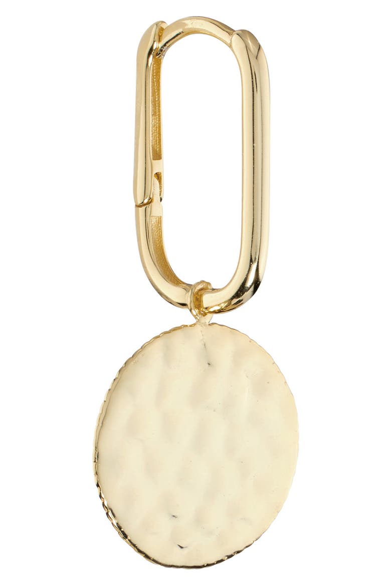 Hammered Disc Huggie Hoop Earrings, Alternate, color, GOLD
