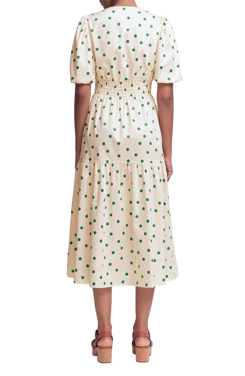 Boden Irene Polka Dot Print Midi Dress, Alternate, color, Papyrus, Painted Dot Spaced