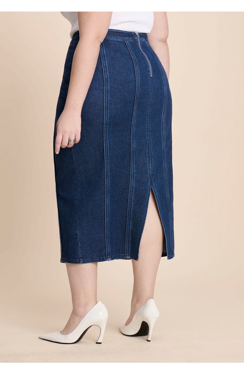 ELOQUII Seamed Denim Column Skirt, Alternate, color, Medium Wash