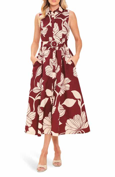 Printed Belted Midi Shirtdress