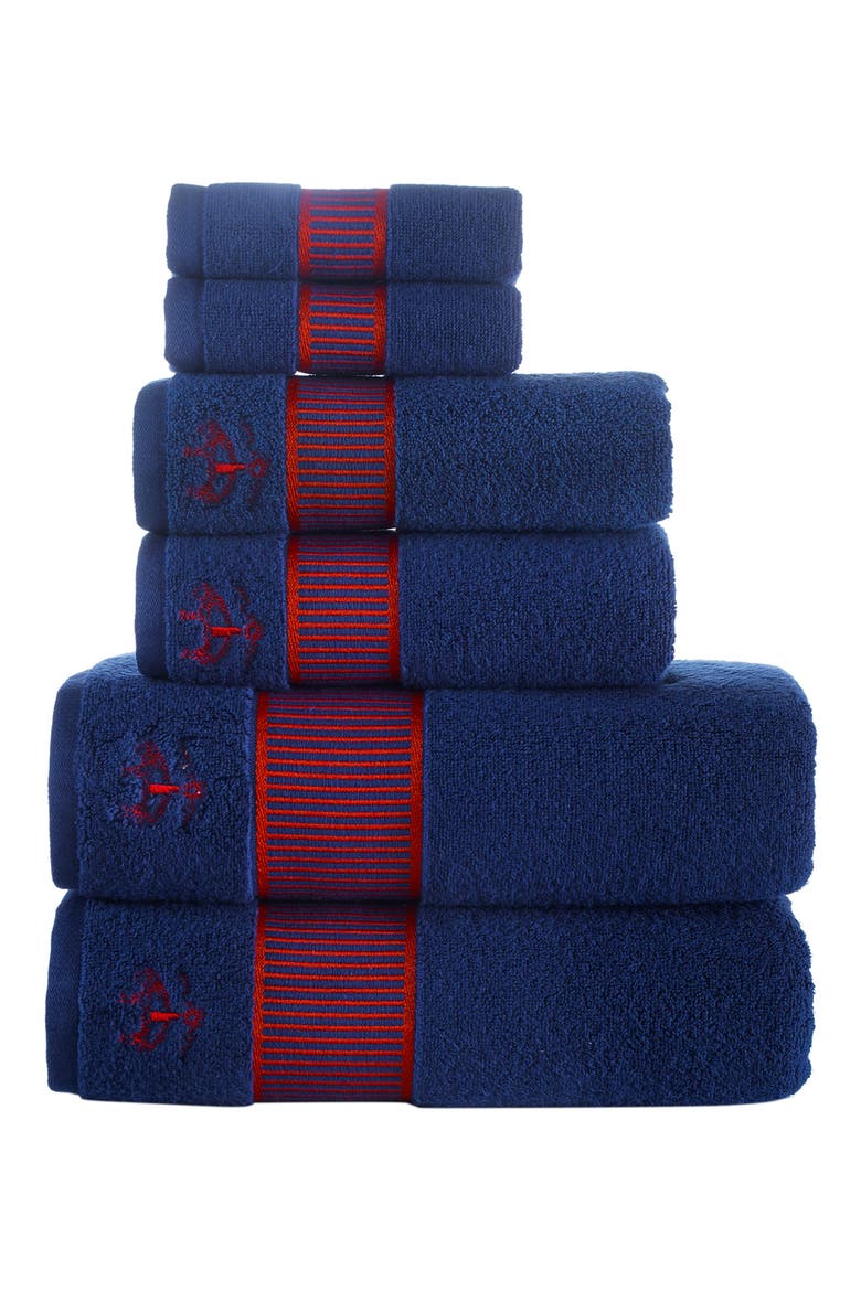 Fancy Border 6-Piece Towel Set, Main, color, NAVY