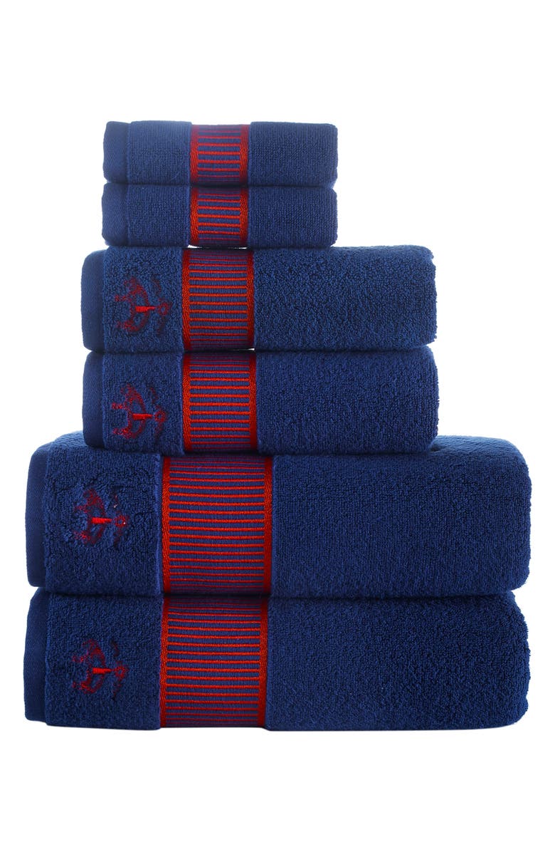 Brooks Brothers Fancy Border Turkish Cotton 6-Piece Towel Set, Main, color,