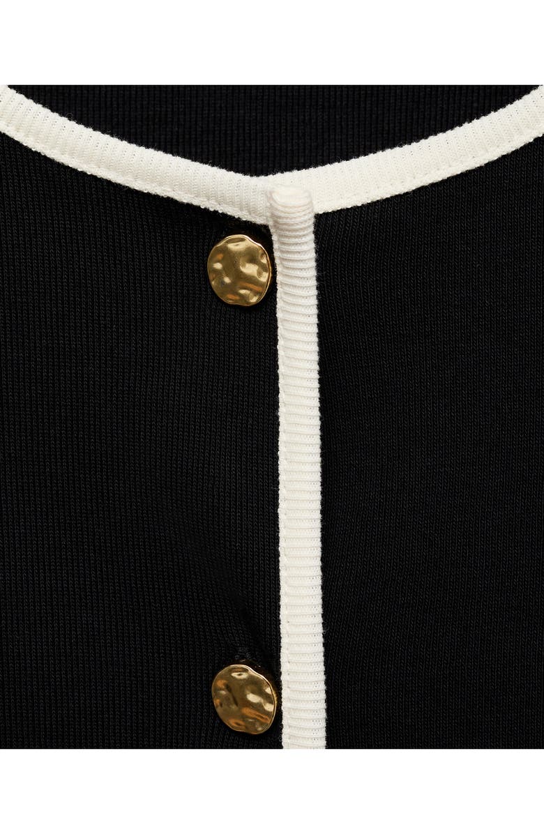 MANGO Contrast Trim Short Sleeve Cotton Cardigan, Alternate, color,