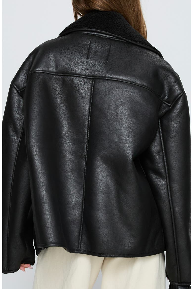 Nunez Faux Shearling Lined Faux Leather Jacket, Alternate, color, BLACK