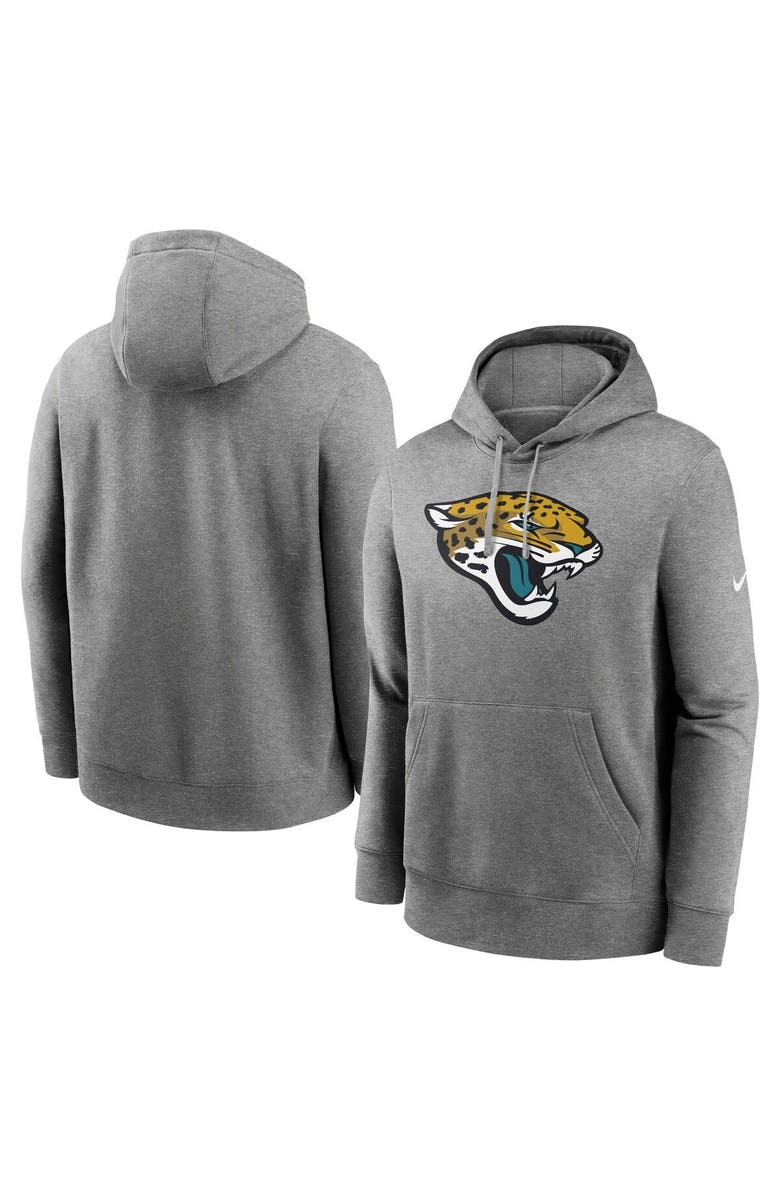Nike Men's Nike Heathered Gray Jacksonville Jaguars Rewind Club Fleece Pullover Hoodie, Main, color, Heather Gray
