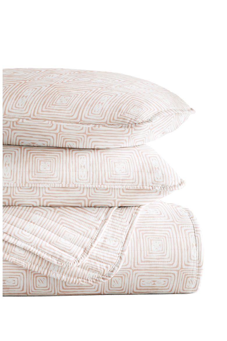 Pattern Reversible Quilt & Sham Set, Alternate, color, APRICOT