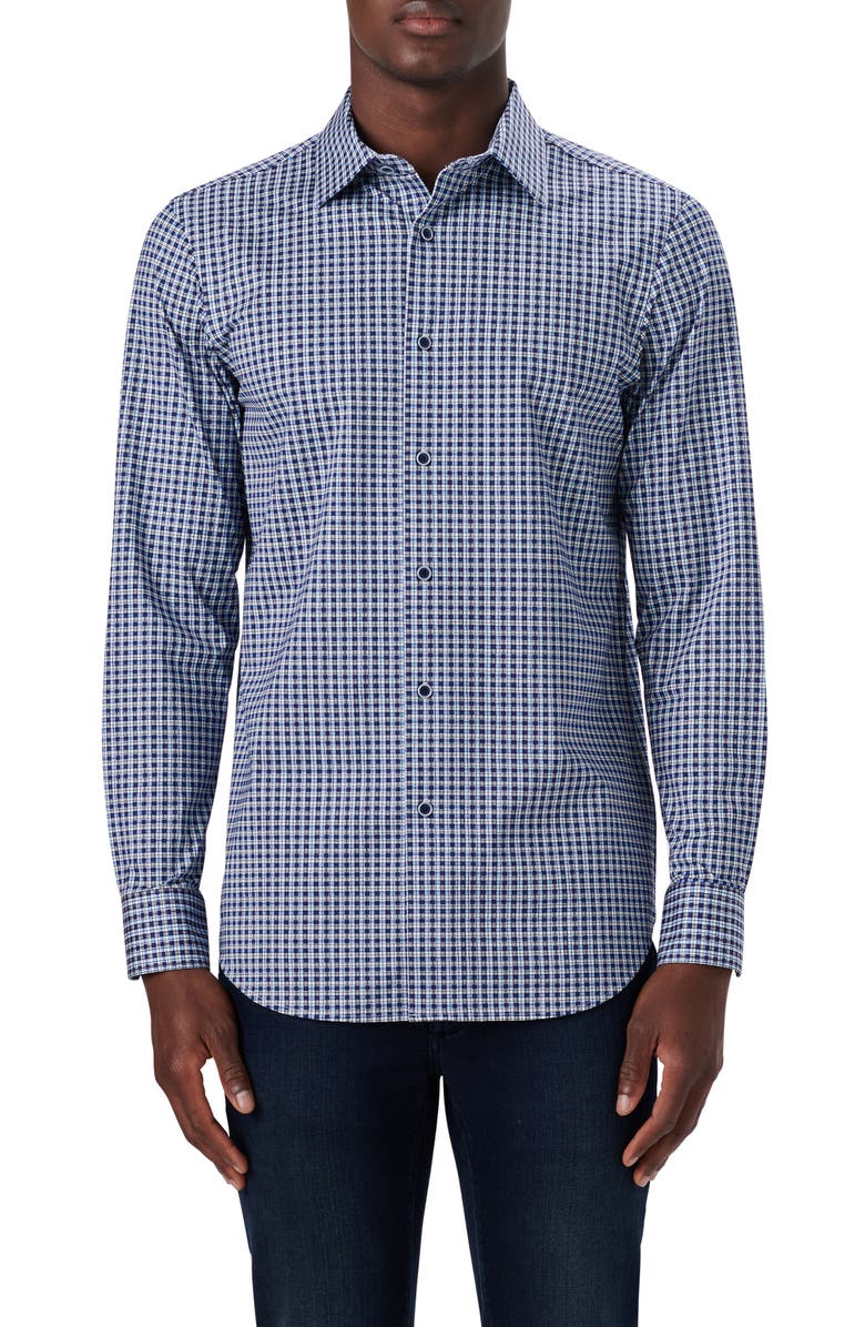 Bugatchi OoohCotton<sup>®</sup> Check Button-Up Shirt, Main, color, 