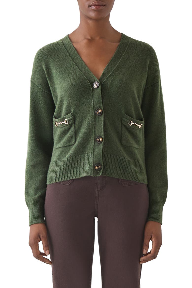 Pami Lambswool Cardigan, Main, color, DARK KHAKI