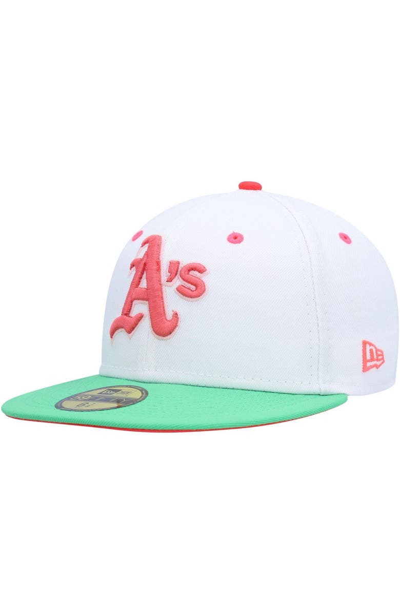 New Era Men's New Era White/Green Oakland Athletics Watermelon Lolli 59FIFTY Fitted Hat, Alternate, color,