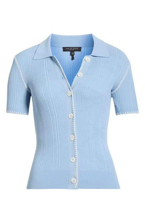 Harper Whipstitch Detail Short Sleeve Cardigan