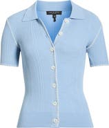 rag & bone Harper Whipstitch Detail Short Sleeve Cardigan