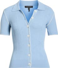 rag & bone Harper Whipstitch Detail Short Sleeve Cardigan