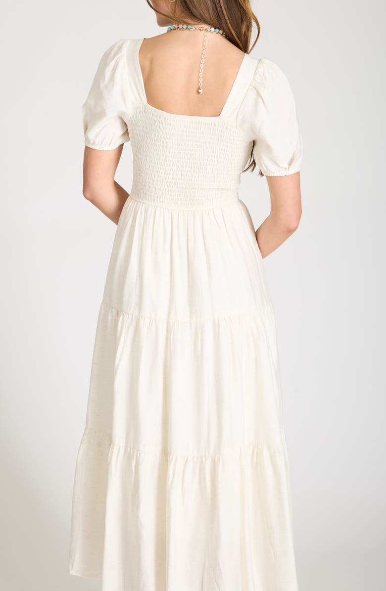 AUGUST SKY Smocked Bodice Maxi Dress, Alternate, color, Natural