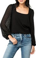 GIBSONLOOK Swiss Dot Sleeve Knit Top