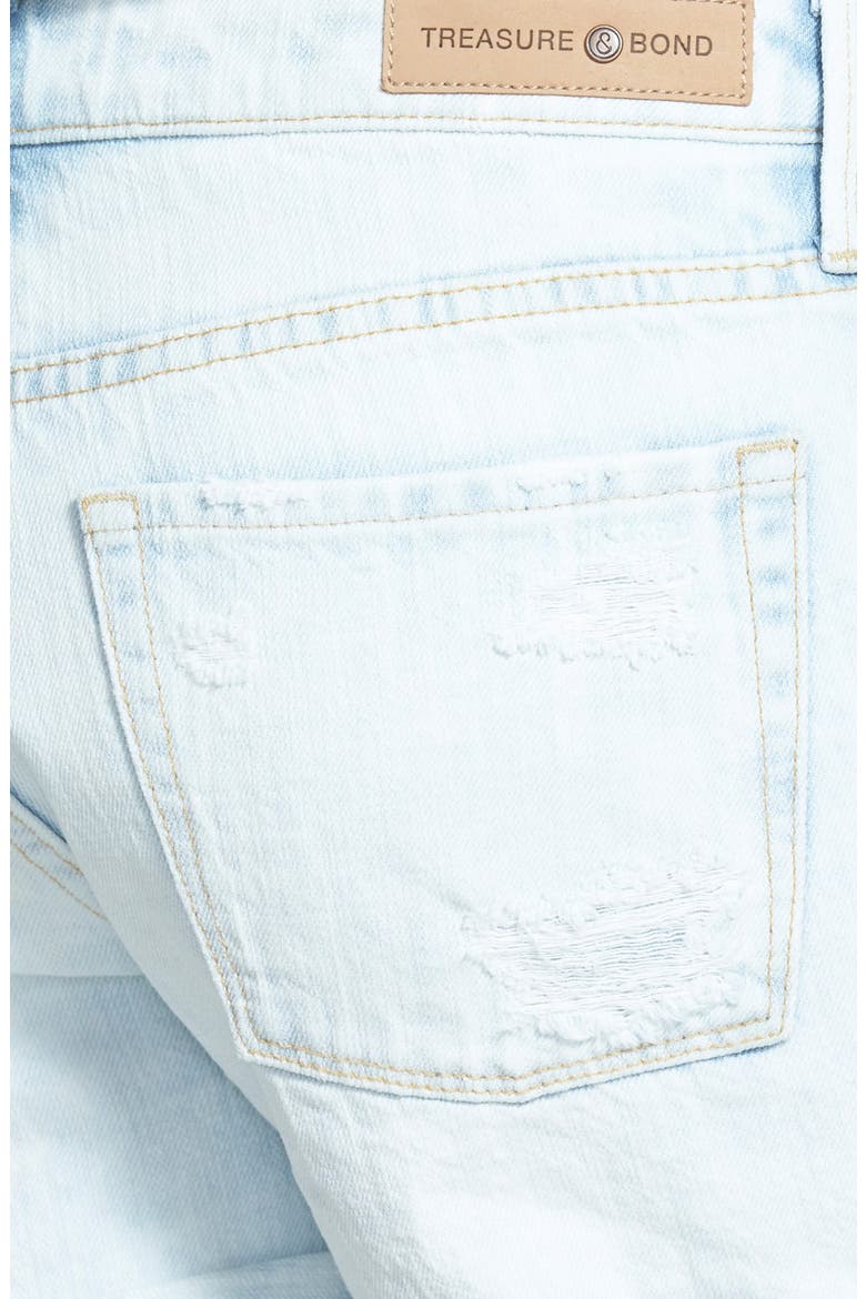 Treasure&Bond Roll-Up Denim Boyfriend Shorts, Alternate, color, BEEHIVE ULTRA LIGHT DESTROY