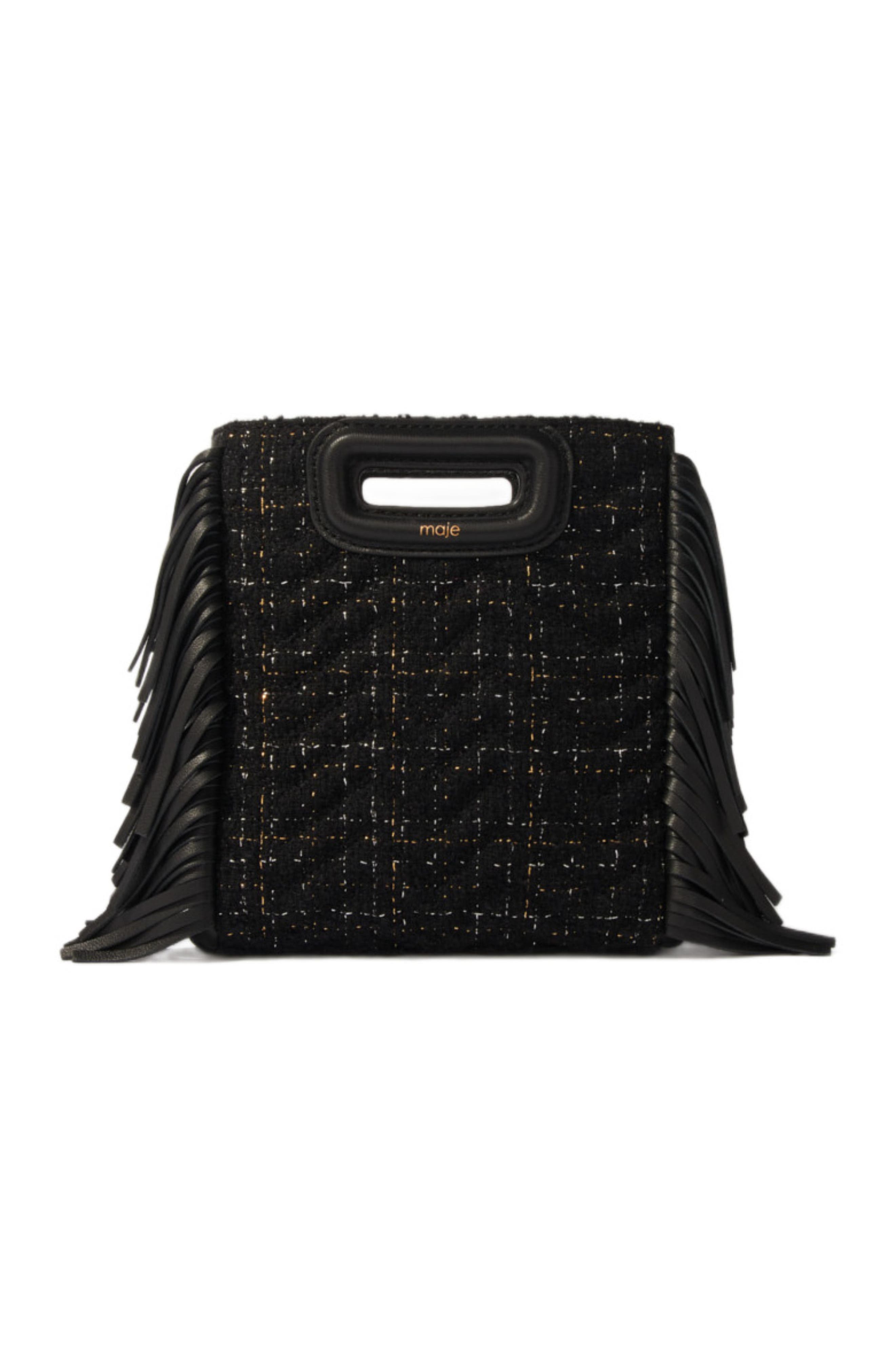 maje Quilted tweed mini M bag, Main, color, 