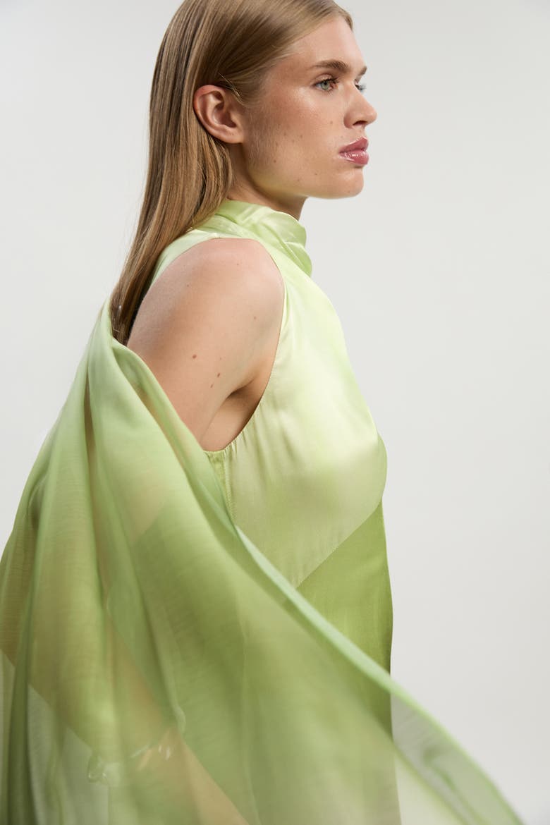 Ombre Satin Cape Midi Dress, Alternate, color, Multi