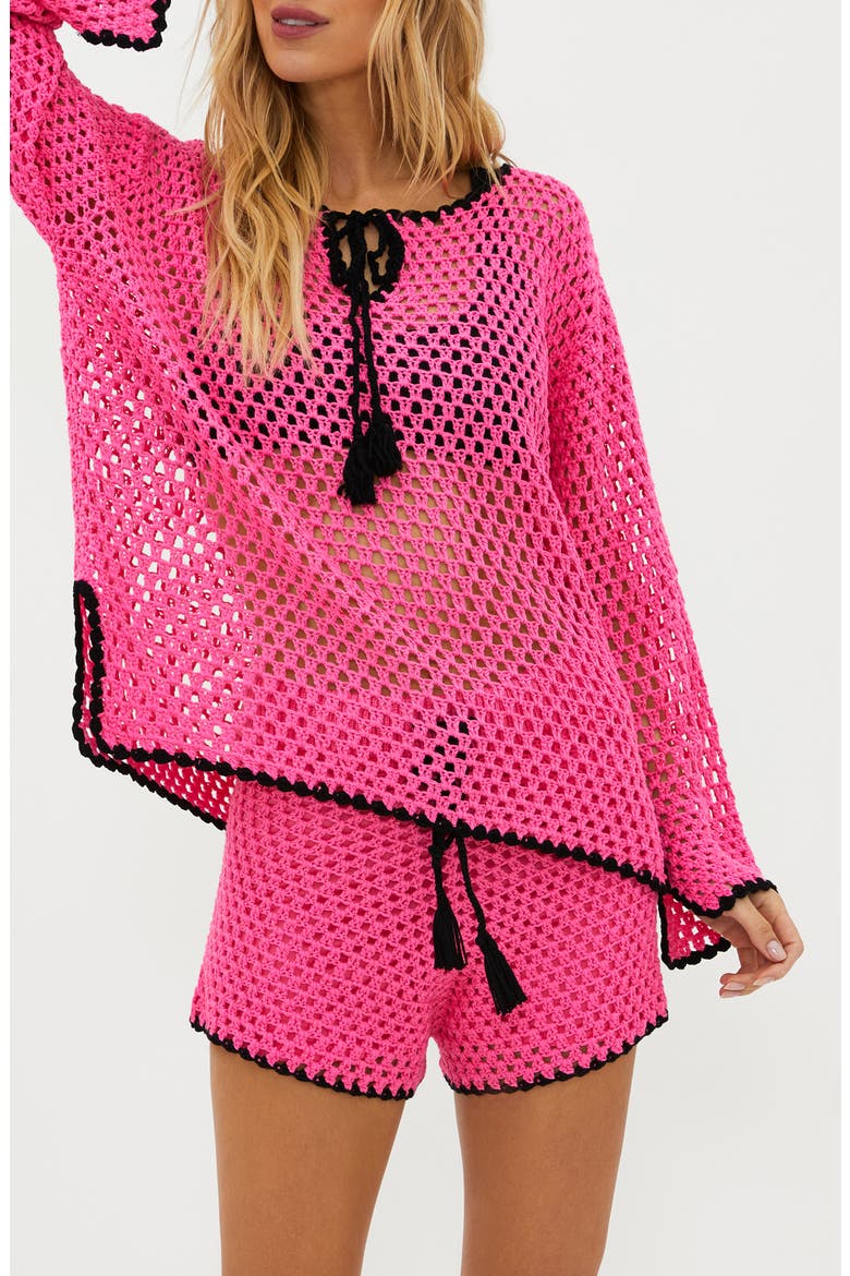 Blaise Crochet Cover-Up Sweater, Main, color, RADIANT ORCHID