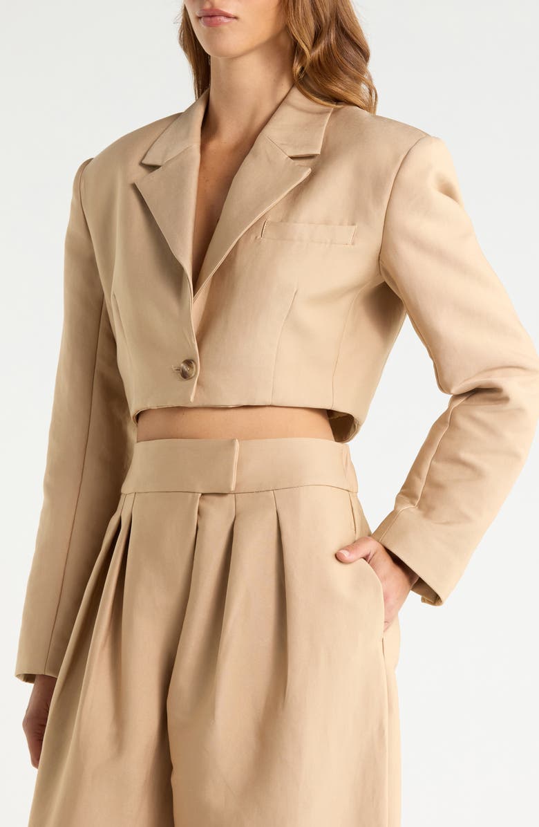 AFRM Petra Twill Crop Blazer, Alternate, color, White Pepper