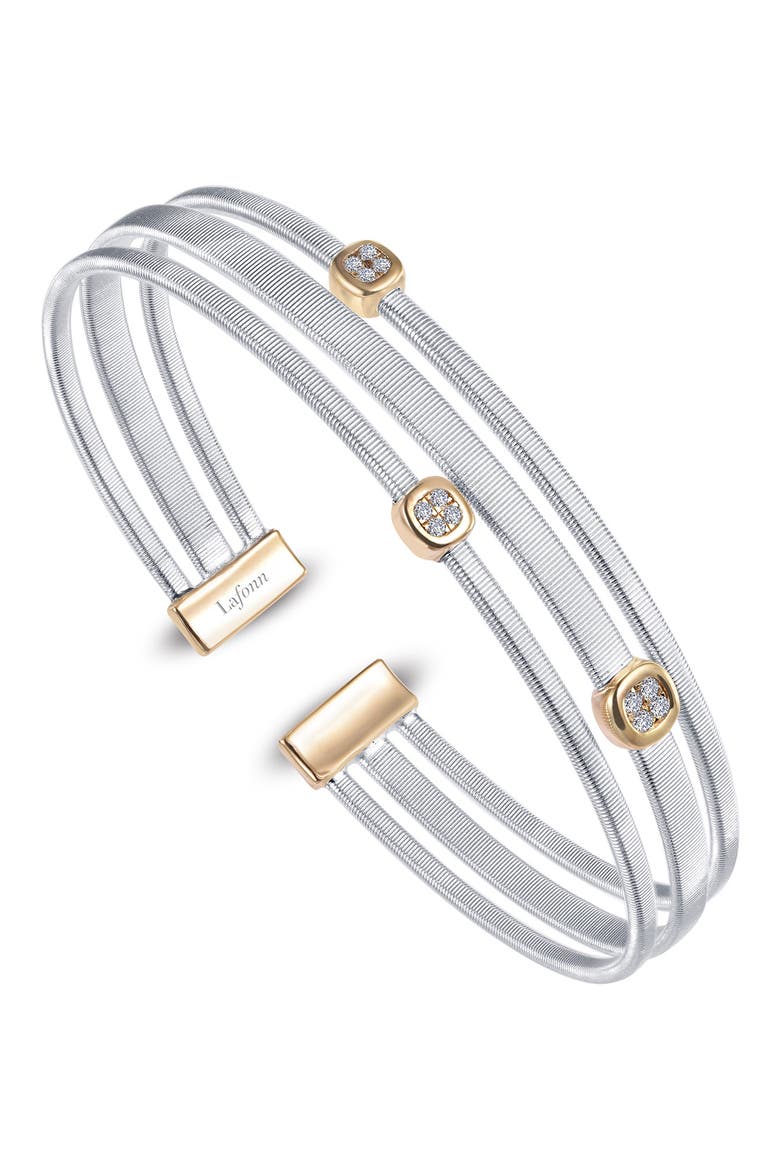 Milano 3-Row Simulated Diamond Cuff Bracelet, Main, color, WHITE