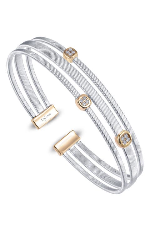 Milano 3-Row Simulated Diamond Cuff Bracelet