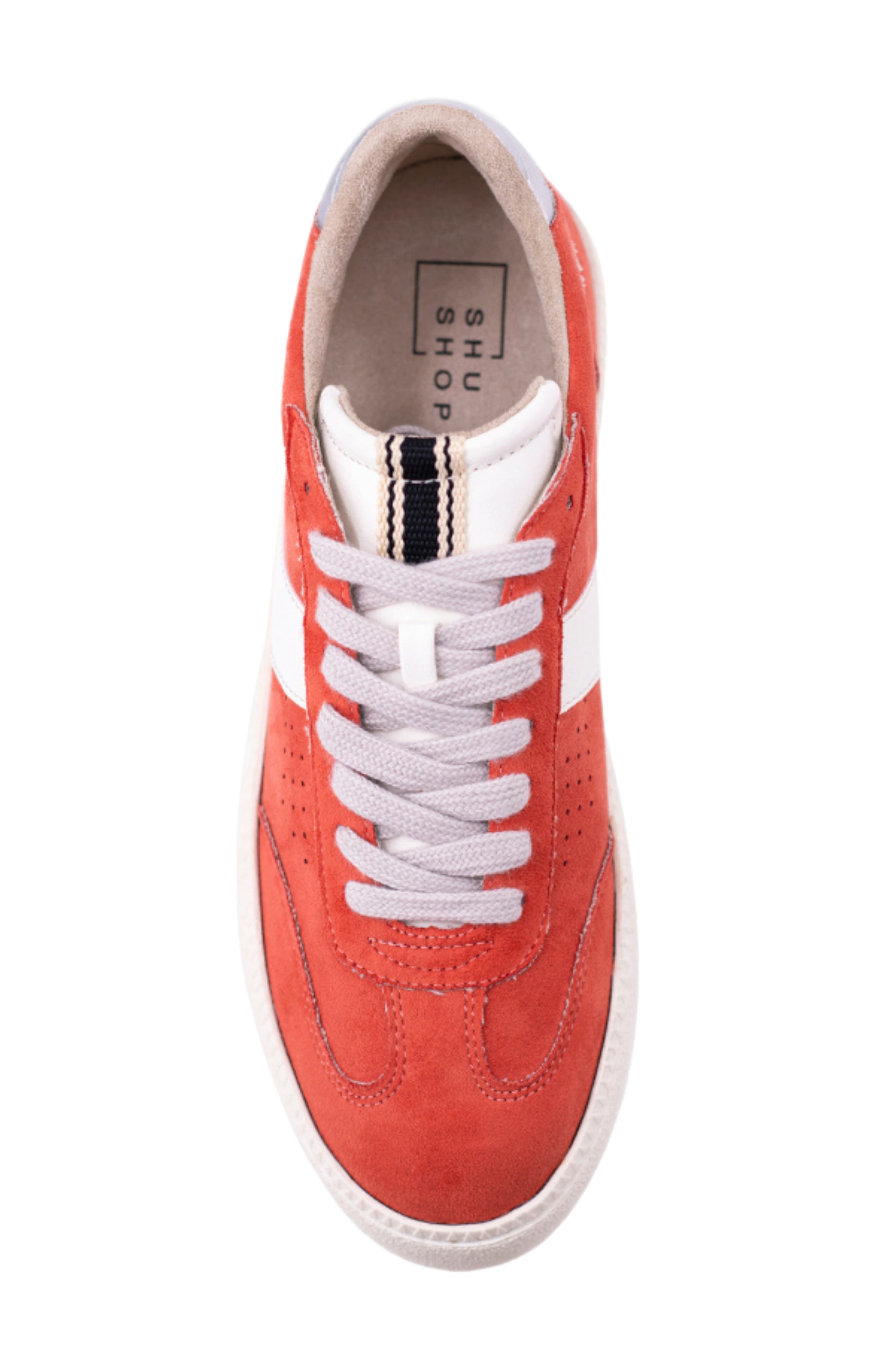 Stacey Platform Sneaker, Alternate, color, DARK CORAL SUEDE