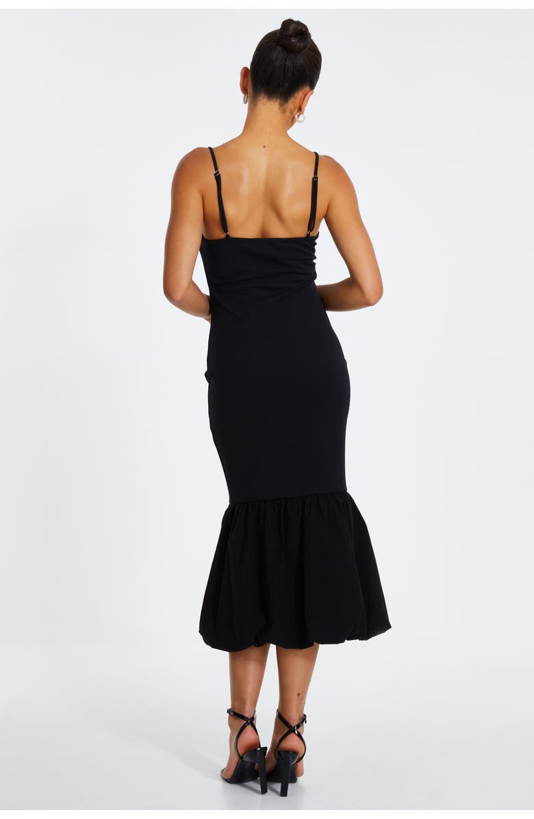 QUIZ Jersey and Bengaline Puffball Strappy Midi Dress, Alternate, color,