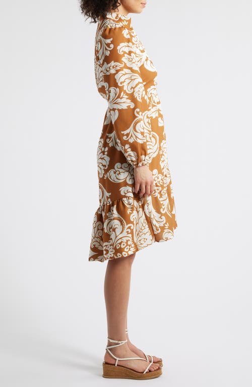 Julia Jordan Long Sleeve Shirtdress In Brown