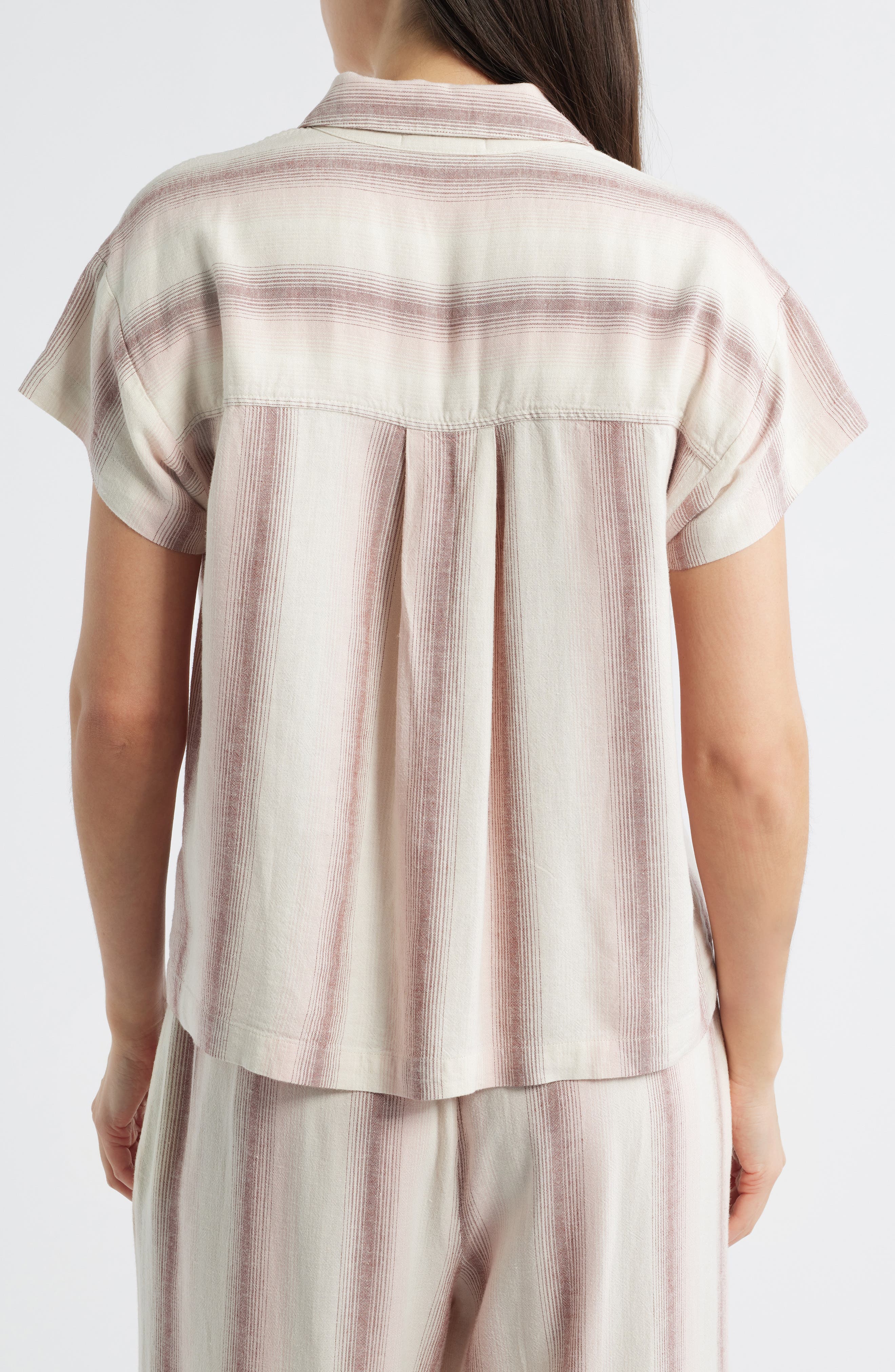 Stripe Short Sleeve Popover Top - image 2