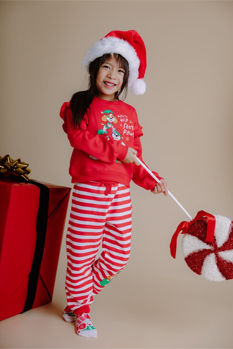 Fleece Sweatshirt and Pants Set, Alternate, color, Red and White Stripe