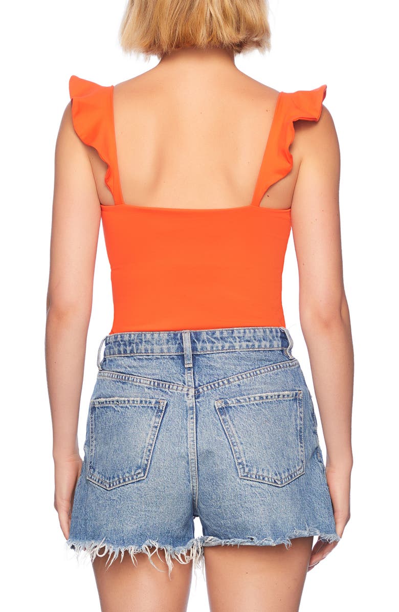 Susana Monaco Ruffle Strap Stretch Nylon Tank, Alternate, color, Cherry Tomato