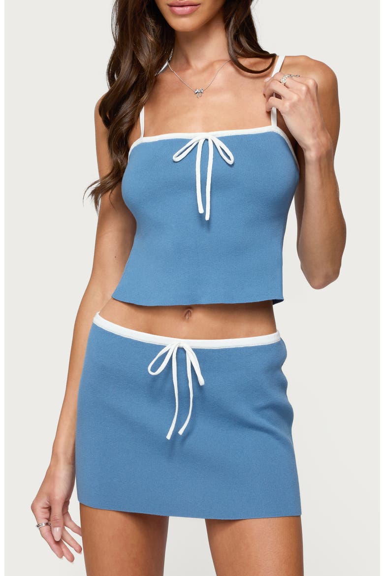 Phoebe Contrast Detail Cotton Blend Knit Tank, Main, color, BLUE