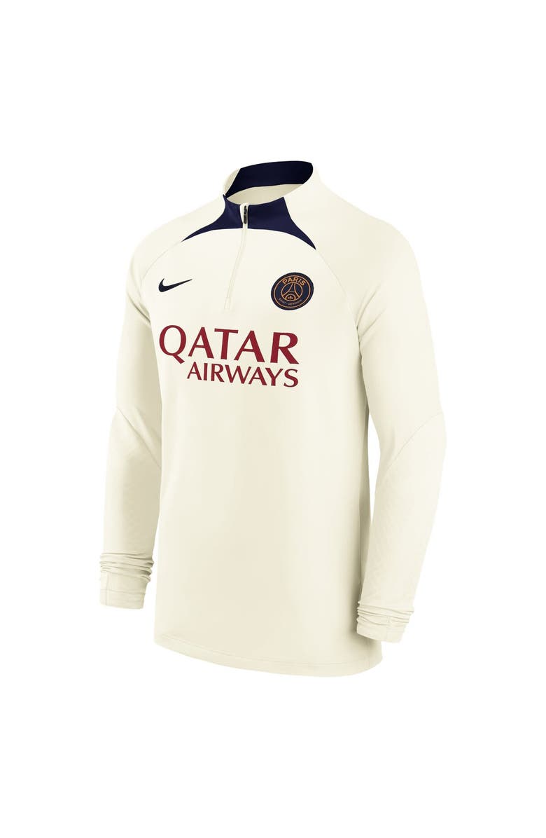 Nike Men's Nike Cream Paris Saint-Germain Strike Drill 2023/24 Performance Quarter-Zip Long Sleeve Top, Alternate, color, Cream