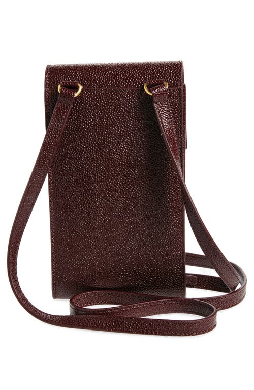 Thom Browne Leather Crossbody Phone Bag In Burgundy