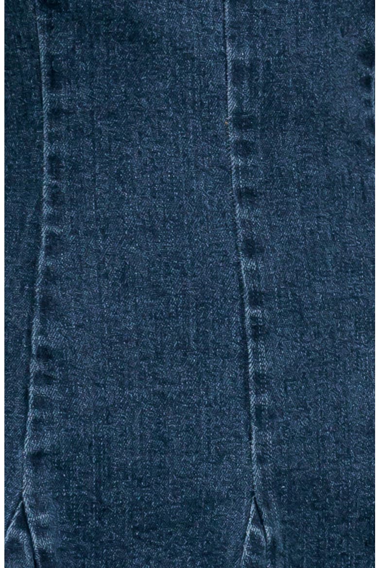 Tie Neck Denim Minidress, Alternate, color, MEDIUM INDIGO
