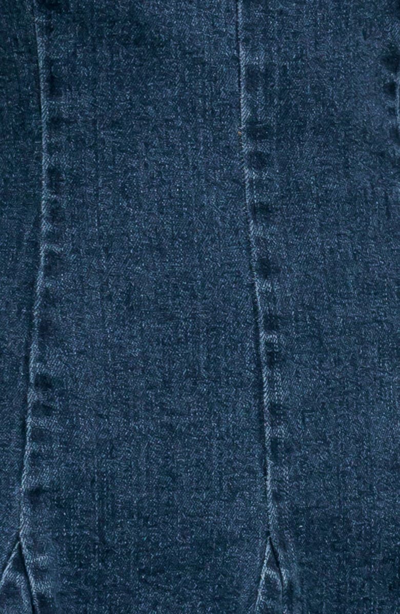 FLYING TOMATO Tie Neck Denim Minidress, Alternate, color, Medium Indigo