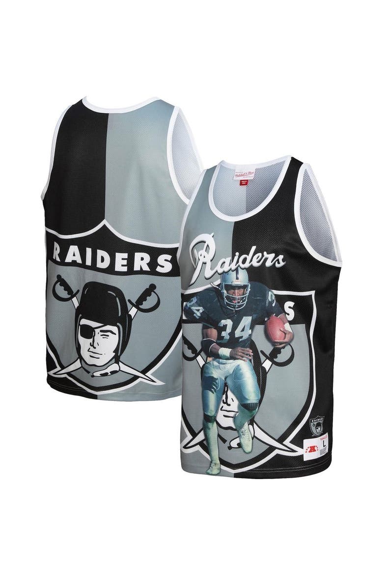 Men's Mitchell & Ness Bo Jackson Black/Silver Las Vegas Raiders Retired Player Graphic Tank Top, Alternate, color, Black
