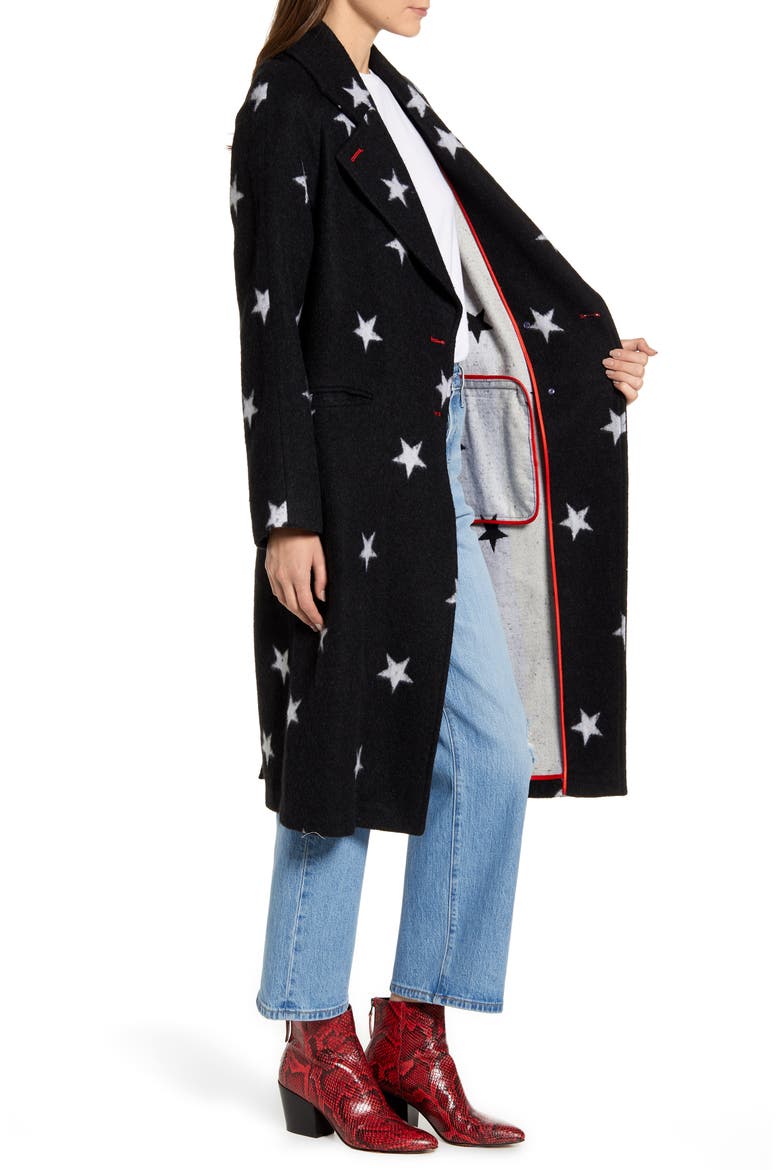 Star Double Face Trench Coat, Alternate, color, BLACK/ WHITE
