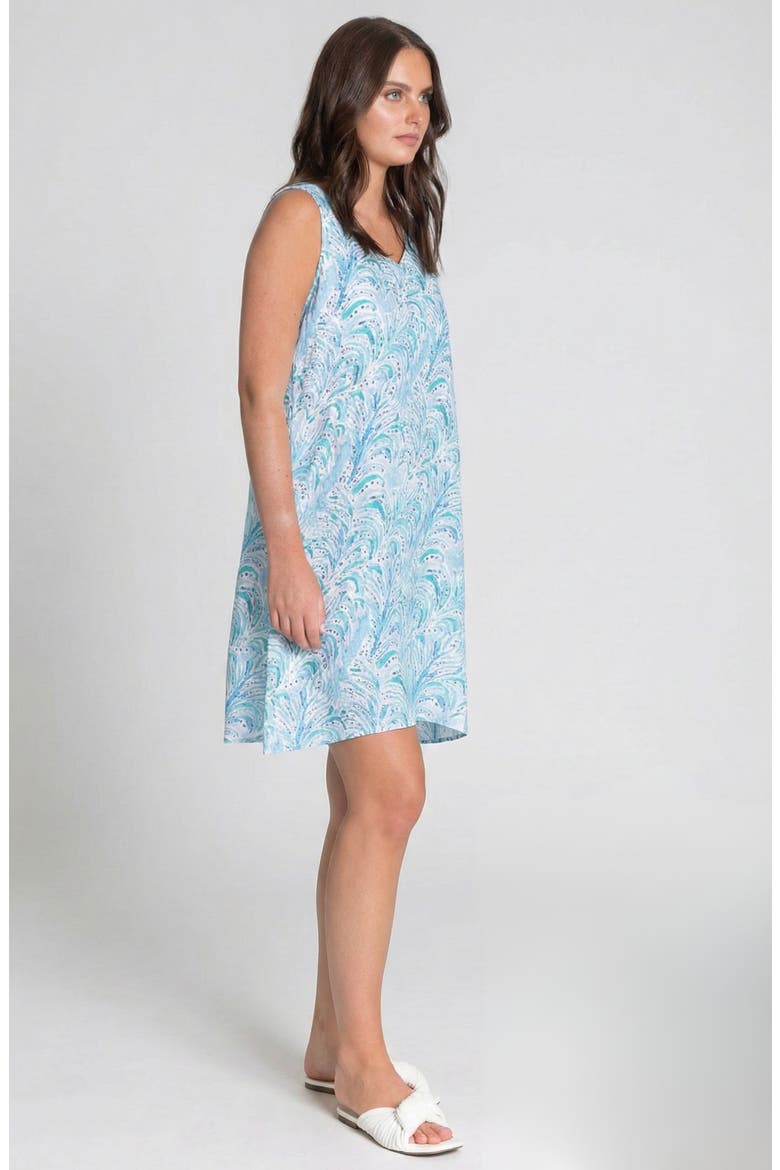 Tropical Palms Linen Shift Dress, Alternate, color, LIGHT BLUE MULTI