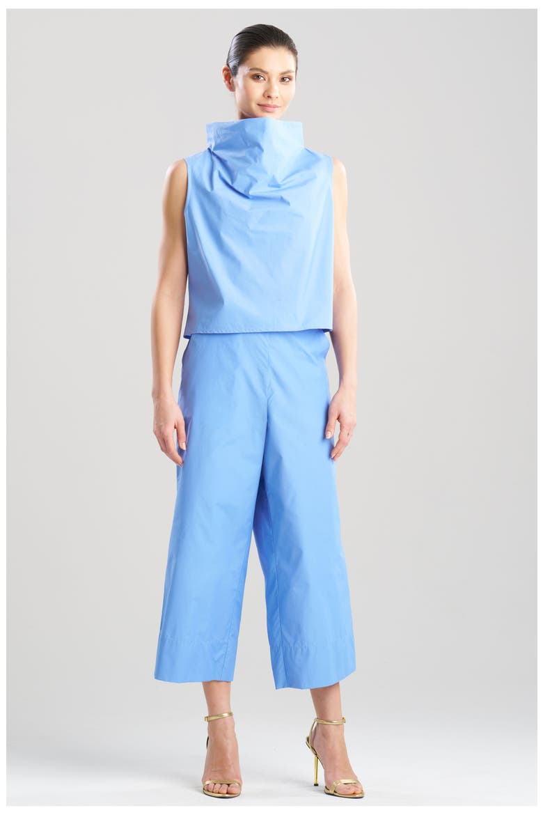 Techno Poplin Crop Funnel Top, Main, color, BLUE IRIS
