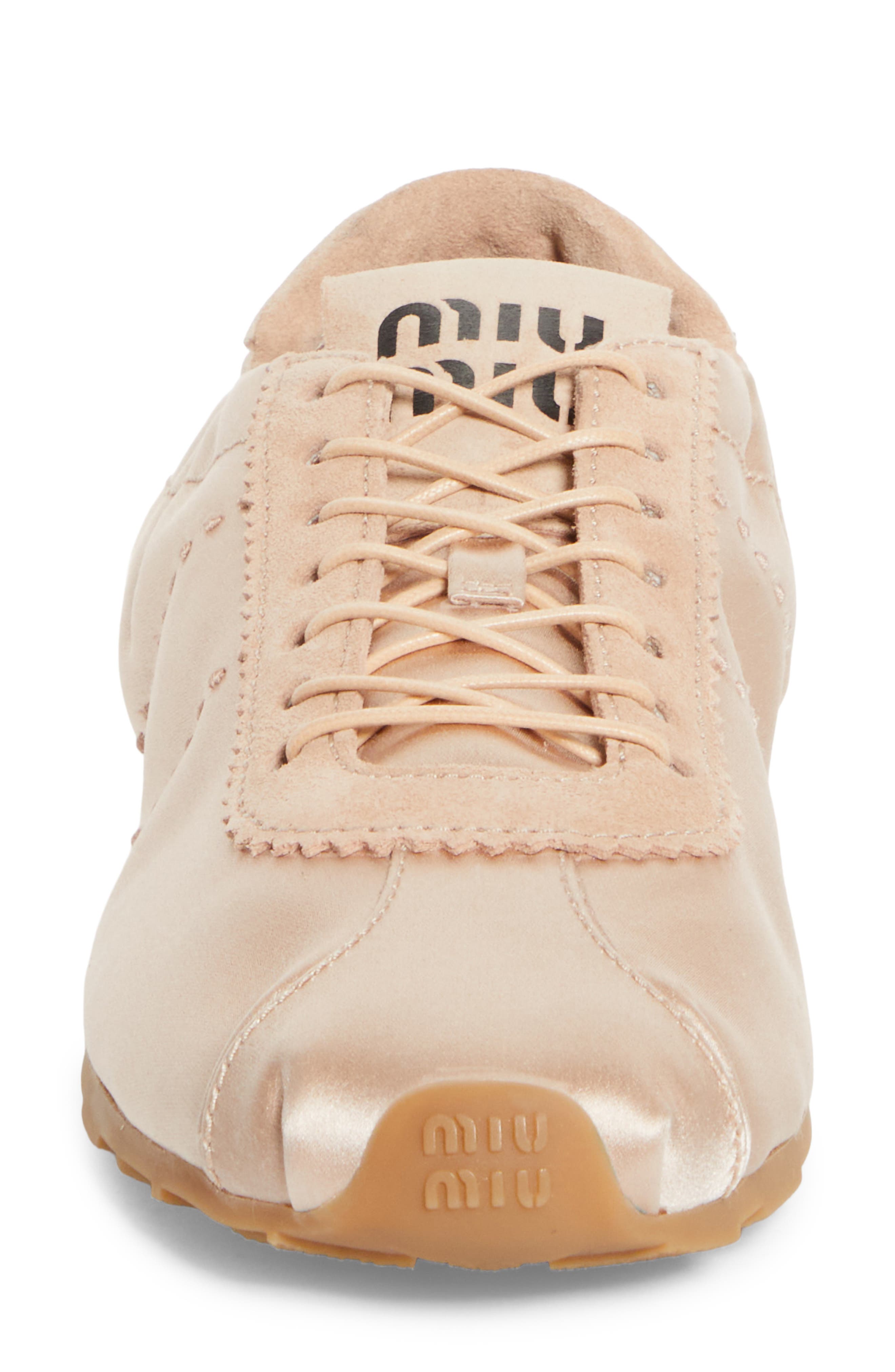 Miu Miu Plume Satin Low Top Sneaker, Alternate, color, Cipria